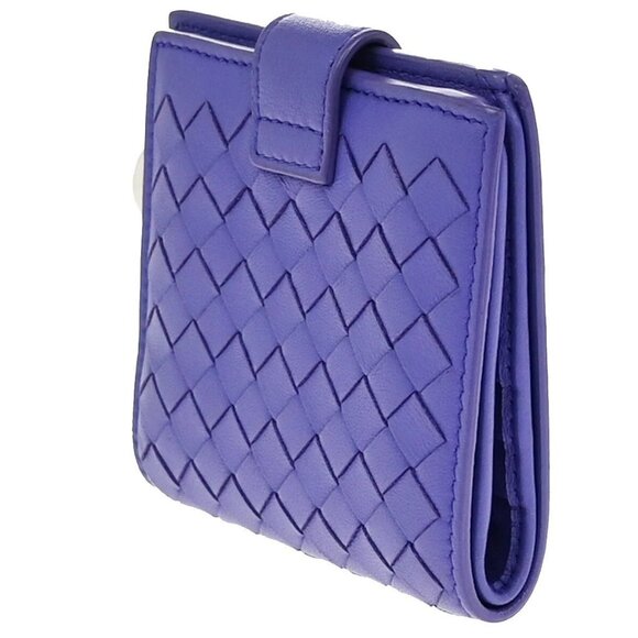 BOTTEGA VENETA Logo Intrecciato Bifold Compact Wallet Leather Purple 62EE110 - Picture 12 of 13
